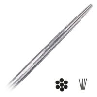 Silberne runde Tattoonadel mit Long Taper auf weißem Hintergrund