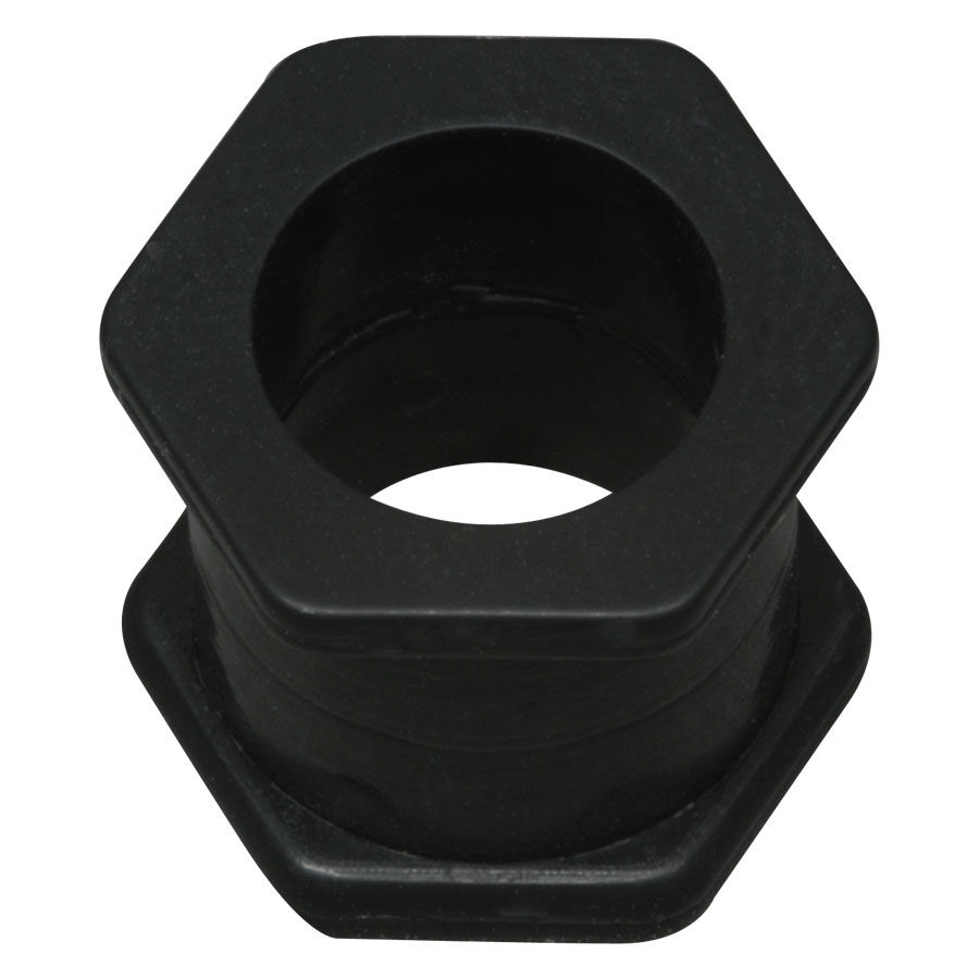 Schwarzer Hexagon Plug aus Silikon Schwarzer sechseckiger Plug aus Silikon auf weißem Hintergrund