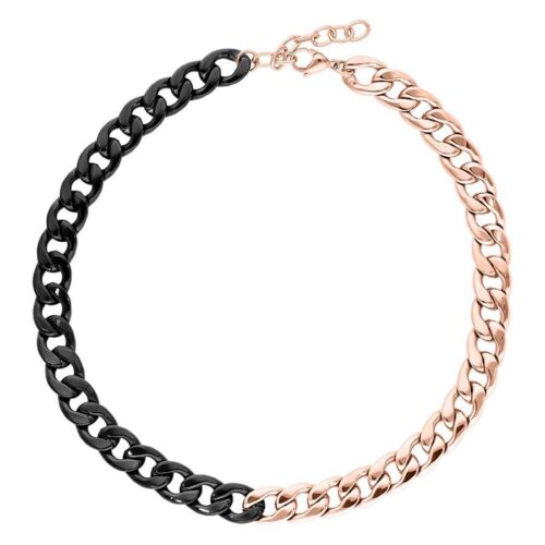 Chunky Kette aus Chirurgenstahl 316L, Hälfte in Roségold, Hälfte in Schwarz