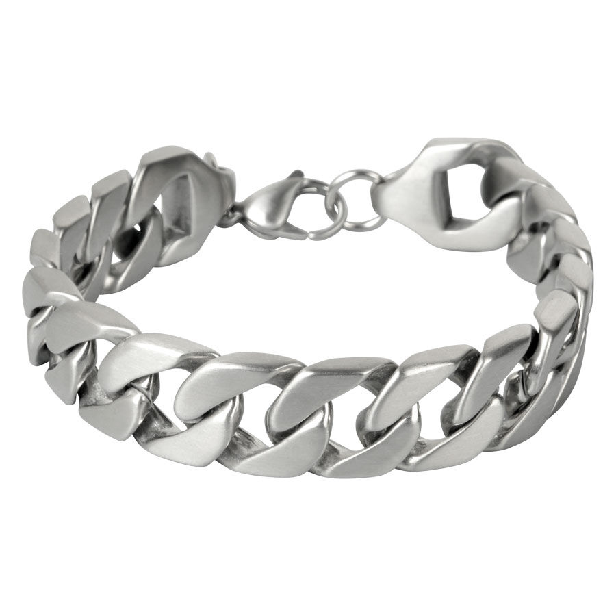Silbernes Rough Armband aus Chirurgenstahl Silbernes Armband aus Chirurgenstahl 316L auf weißem Hintergrund