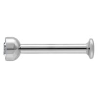 Silberner Mini Titan Labret mit Kristallklar Stein auf weißem Hintergrund