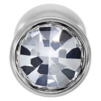 Mini Titan Labret mit Kristall, Silber Silbernes Labret mit klarem Kristall auf weißem Hintergrund