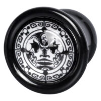Schwarzer Plug mit weißem Maori-Mondmuster, aus PMMA