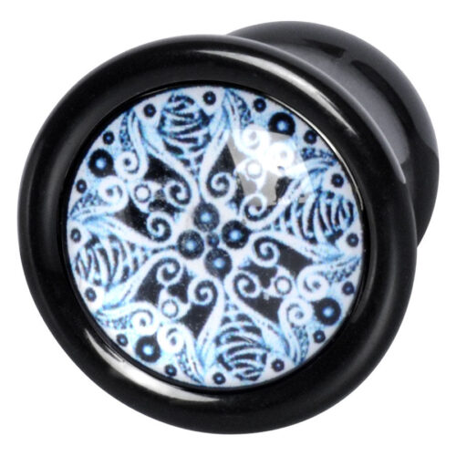 Türkiser Cocoon Plug in 6,0 mm Größe auf weißem Hintergrund