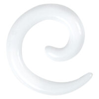 Weiße Acryl Dehnspirale auf neutralem Hintergrund in Spiralform