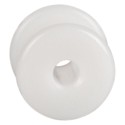 Weißer Acryl Tunnel mit Außengewinde auf weißem Hintergrund