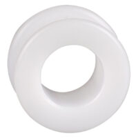 Weißer Acryl Tunnel für Ohrpiercings Weißer Acryl Tunnel mit Außengewinde auf weißem Hintergrund