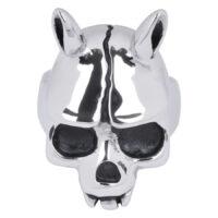Silberner Ring in Form eines Totenkopfes mit Hörnern, glänzender Chirurgenstahl