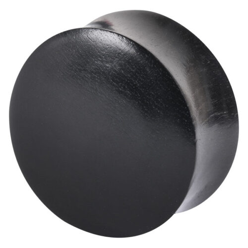 Schwarzer Holzplug aus Ebenholz, Größe 22 mm, auf weißem Hintergrund