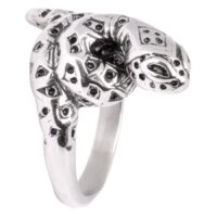 Silberner Schlangenring 17,0 mm aus Chirurgenstahl Silberner Schlangenring aus Chirurgenstahl 316L, Ringgröße 17,0 mm, auf weißem Hintergrund