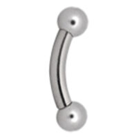 Silbernes Titan Caviar Bananabell Piercing Silbernes Bauchnabel Bananabell aus Titan mit zwei Kugeln auf weißem Hintergrund