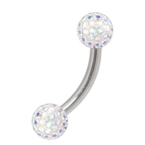 Gebogenes Titan-Piercing mit Aurora Boreale Kristallkugeln, 3,0 mm