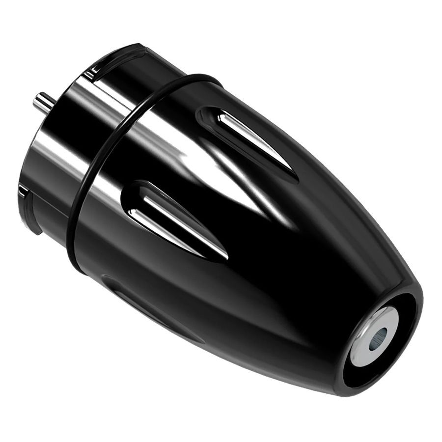Schwarzer Xion Motor mit Gehäuse Schwarzer Xion Motor mit glänzendem Gehäuse auf weißem Hintergrund