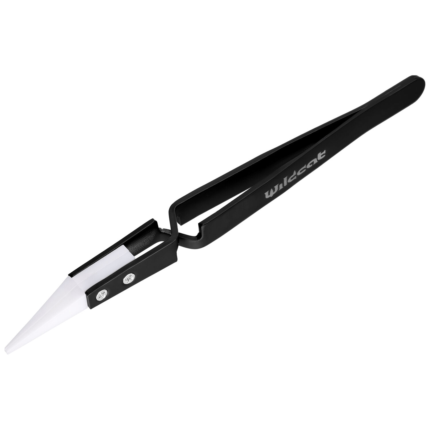 Schmuckzange mit Keramikspitze, unisex Schwarze Schmuckzange mit weißer Keramikspitze auf weißem Hintergrund
