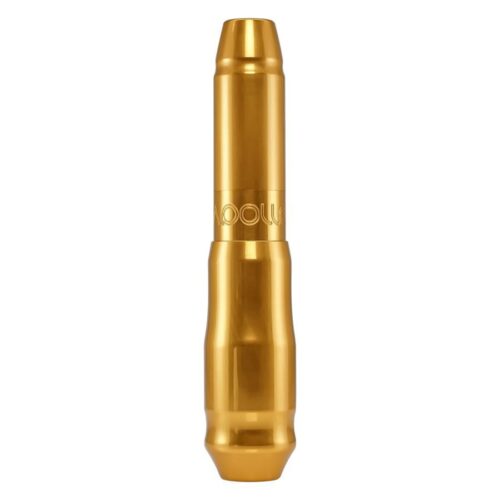 Goldene FK Irons Microbeau Apollo Tattoomaschine auf weißem Hintergrund