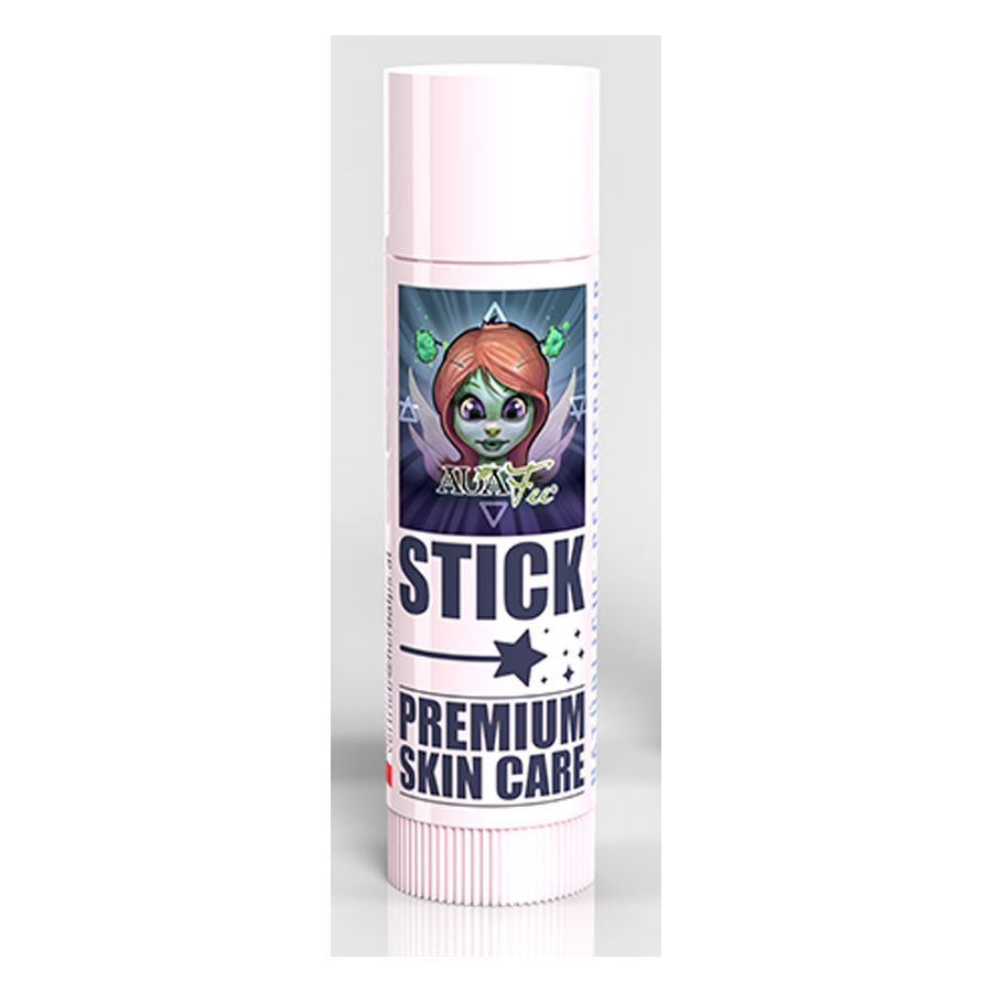 Auafee Premium Hautpflege Stift 4,5ml Weißer Hautpflege-Stick von Auafee mit bunter Cartoon-Grafik auf Studiohintergrund