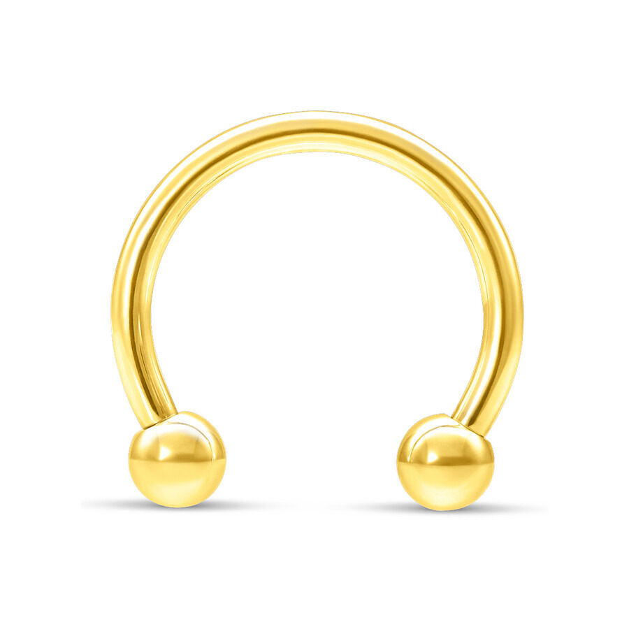 18K Circular Barbell aus 750er Gold Goldener Circular Barbell aus 18K mit Außengewinde auf weißem Hintergrund