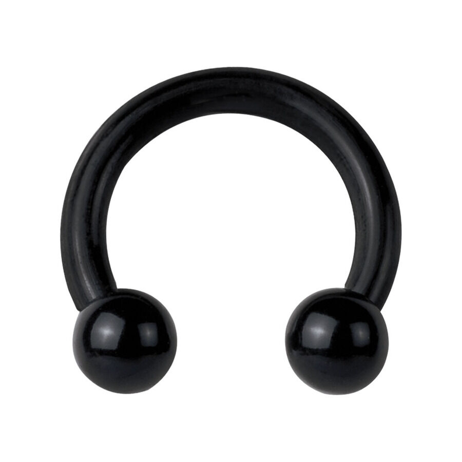 Schwarzer Circular Barbell aus Bioplast Schwarzer Circular Barbell mit Außengewinde auf weißem Hintergrund