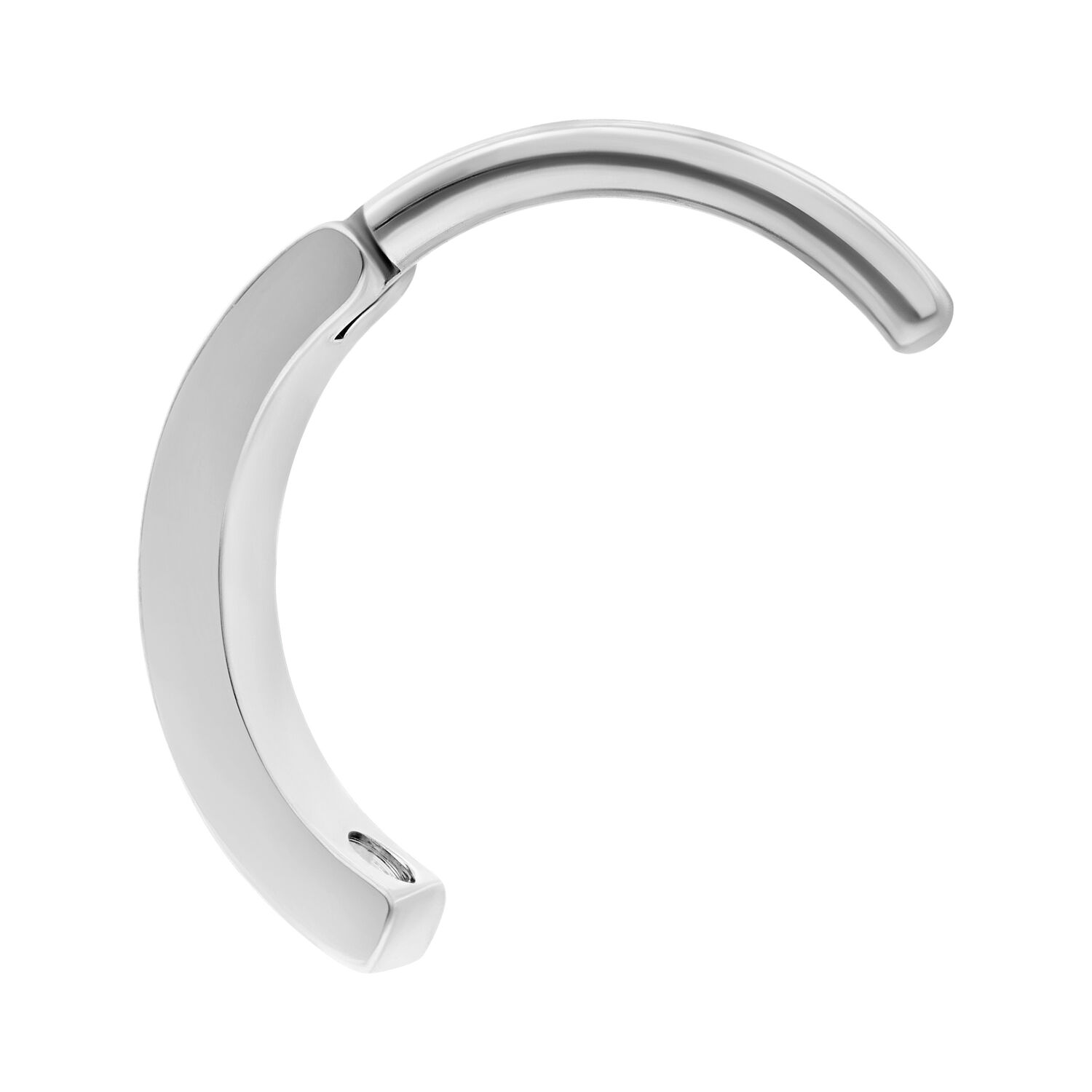 Silberner Double Crystal Bauchnabel Clicker Silberner Bauchnabel Clicker mit kristallklaren Steinen auf weißem Hintergrund