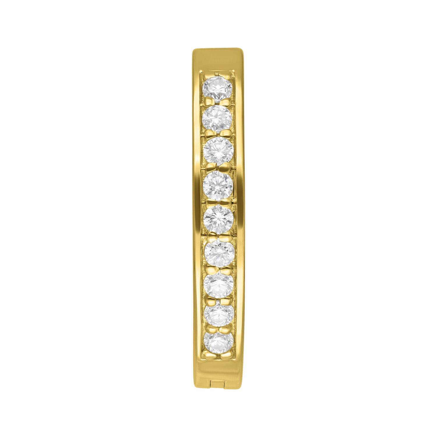 Goldener Bauchnabelring mit Moissanit-Kristallen auf weißem Hintergrund