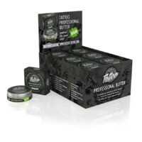 Believa Tattoo Butter in 35 ml Dose, in schwarzer Verpackung mit grünen Details, auf weißem Hintergrund