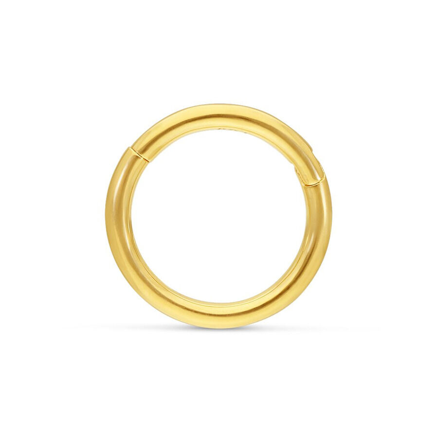 Eleganter 18K Gold Hinged Ring für Piercings Glänzender 18K Goldring mit Scharnier auf weißem Hintergrund