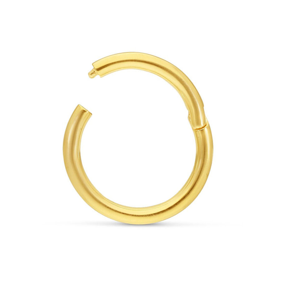 18K Gold Klapp-Ring für Piercings Goldener 18K Klapp-Ring auf weißem Hintergrund, perfekt für Piercings