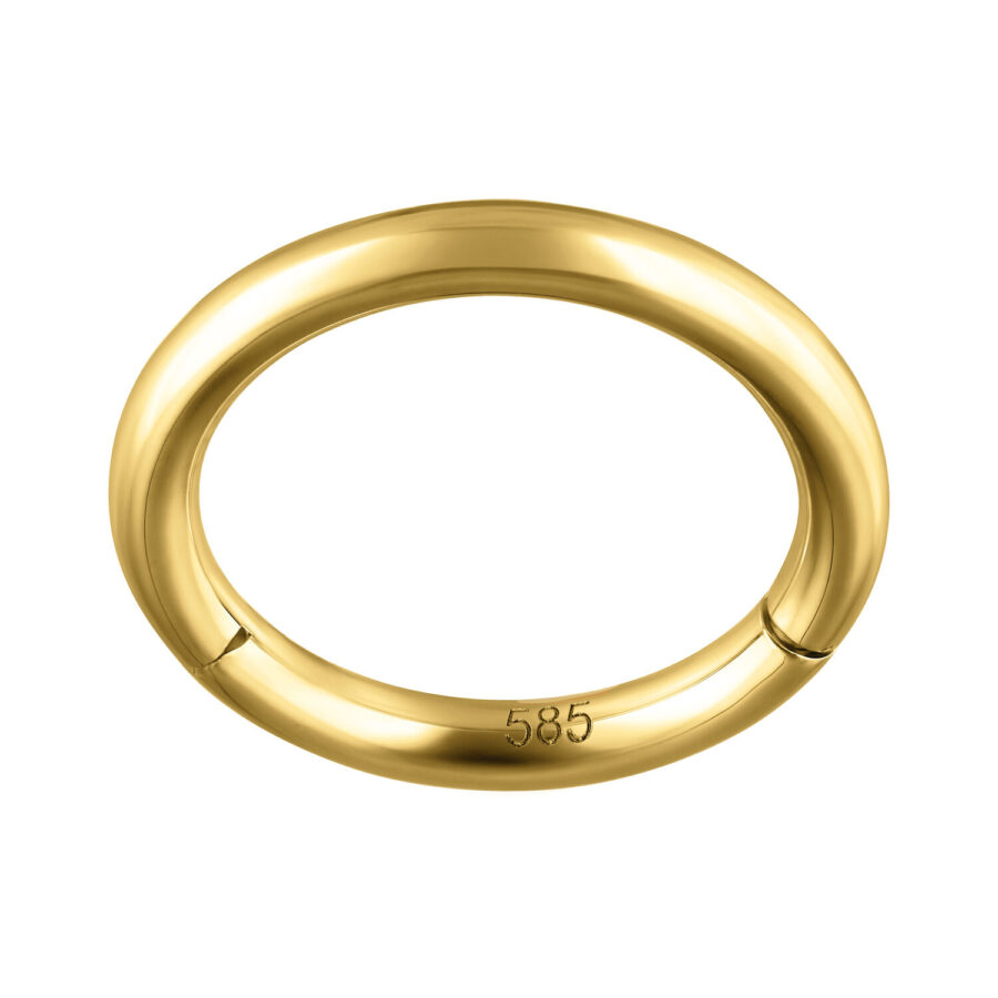 14 Karat Goldring mit Scharnier, 1,2 mm dick, 8,0 mm Durchmesser auf weißem Hintergrund