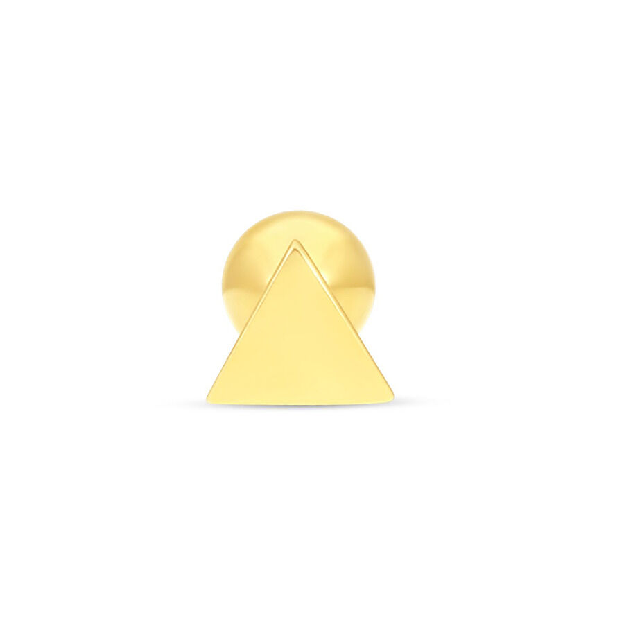 Goldenes Ohrbarbell mit dreieckigem Design auf weißem Hintergrund