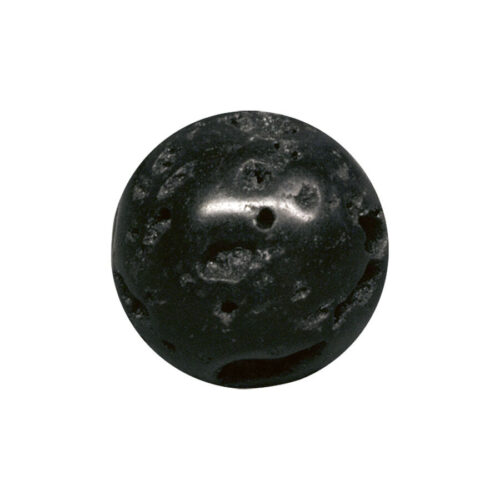Schwarze Lavakugel aus Stein, 6 mm Größe, auf neutralem Hintergrund