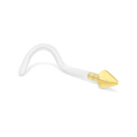 18k Gold Nasenstecker mit Konus-Design Nasenstecker aus 18k Gold mit konischem Bioplast-Design auf weißem Hintergrund