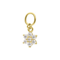 18K Gold Moissanit Blumenanhänger Goldener Blumenanhänger aus 18K Gold mit klaren Moissanit-Kristallen