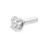 Silber Aufsatz mit Kristall 2,0 mm Silberner Aufsatz mit klarem Kristall, Außengewinde, auf weißem Hintergrund