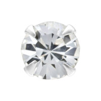 Silber Aufsatz 4mm mit Kristallklaren Stein Silberner Aufsatz mit kristallklarem Stein auf weißem Hintergrund