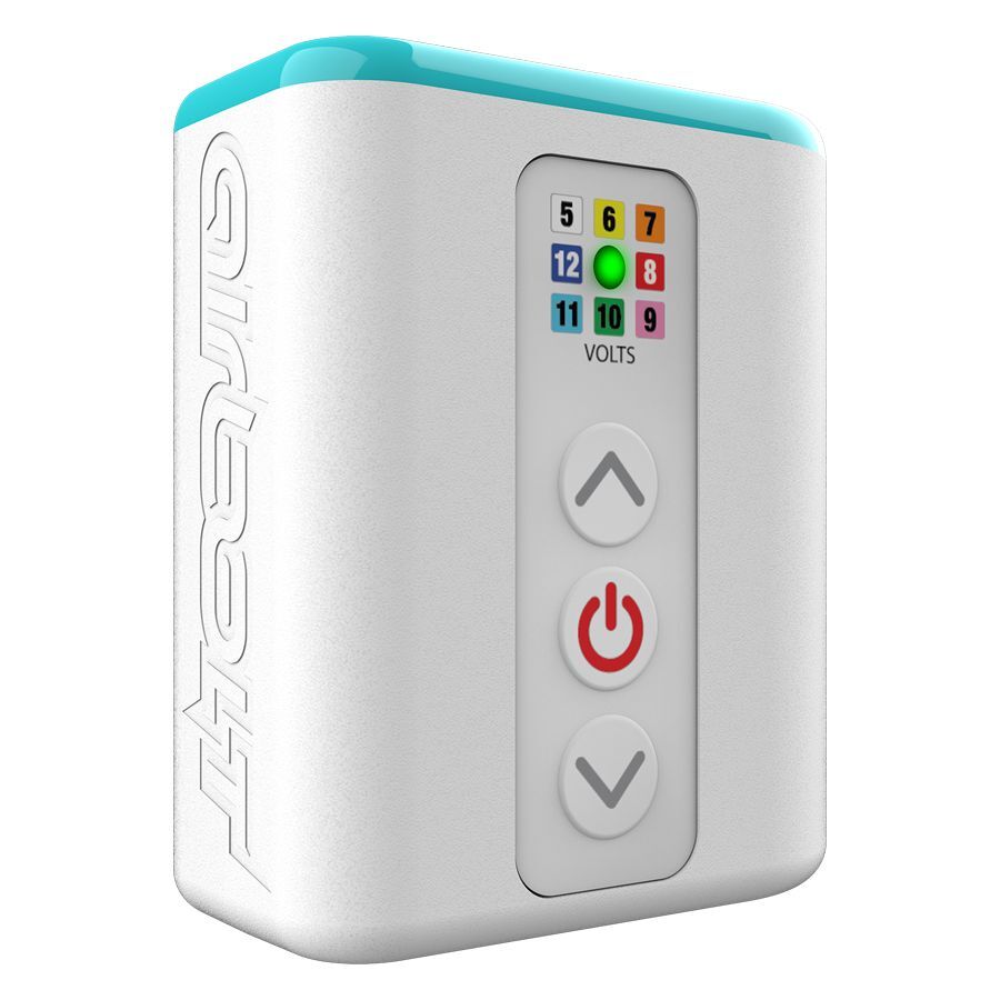 Airbolt Mini Akku-Pack Weiß von Wildcat Weißes Airbolt Mini Akku-Pack mit Aluminiumgehäuse und LED-Anzeige