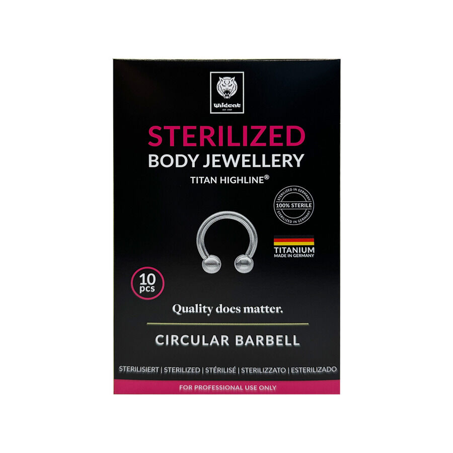 Sterilisierter Circular Barbell aus Titan Silberner Circular Barbell aus Titan auf schwarzem Hintergrund