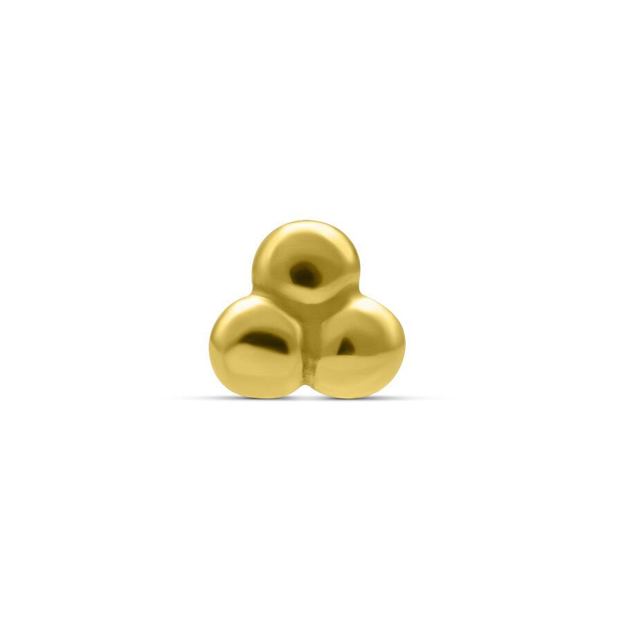 18K Gold Aufsatz mit Drei Kugeln Goldener Aufsatz mit drei glänzenden Kugeln auf weißem Hintergrund