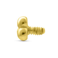 18K Gold Trinity Aufsatz für Piercings Goldener 18K Aufsatz mit drei kleinen Kugeln auf weißem Hintergrund