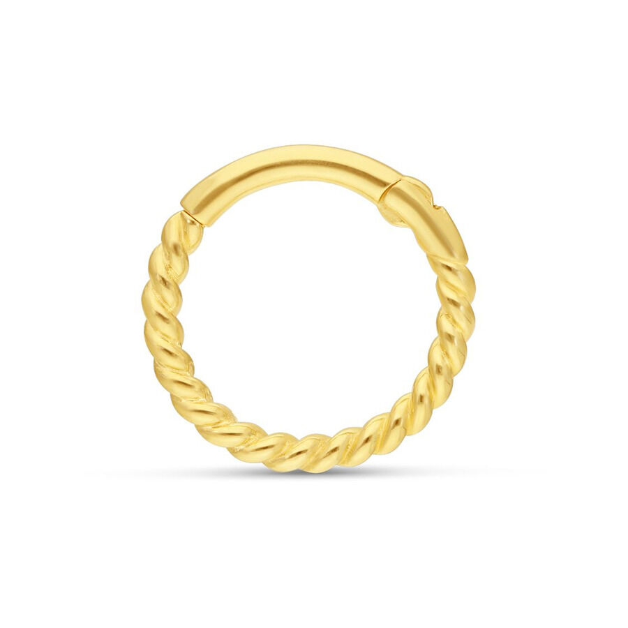 Goldener 18K Seilring auf weißem Hintergrund, ideal für Piercings