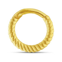 14K Gold Kristall Scharnier Ring Goldener Scharnier Ring aus 14K Gold mit klaren Kristallen, auf weißem Hintergrund