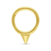 14K Gold Cone Piercingring 14K Gold Piercingring mit Kegel auf weißem Hintergrund