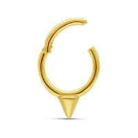 14K Gold Cone Piercingring von Wildcat Goldener Piercingring mit Kegelspitze vor weißem Hintergrund
