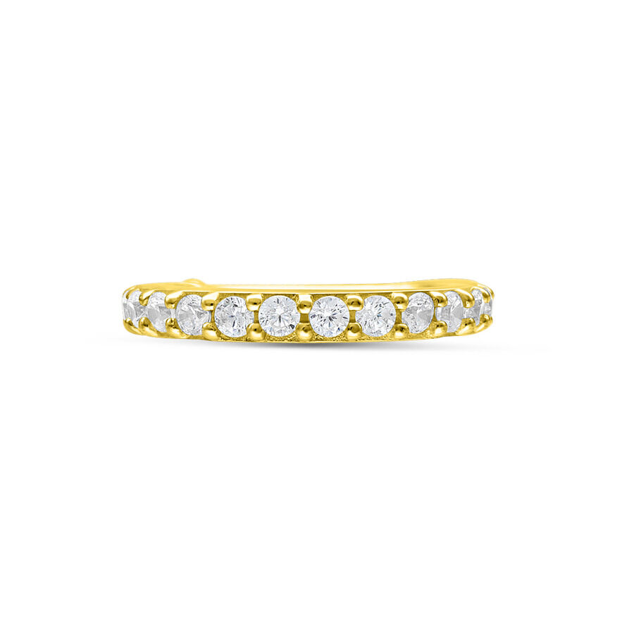14K Goldring mit Kristallen, Klappverschluss Goldener Piercingring mit klaren Kristallen auf weißem Hintergrund