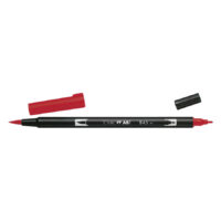 Tombow Dual Brush Pen in Rot, 18er Set Roter Tombow Dual Brush Pen mit zwei Spitzen auf weißem Hintergrund