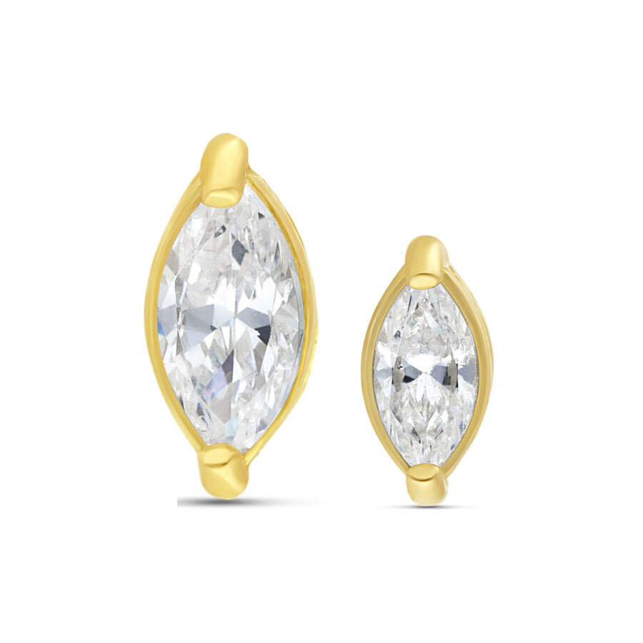Goldener 18K Aufsatz mit funkelndem Zirkonia, Größe 5,0 mm