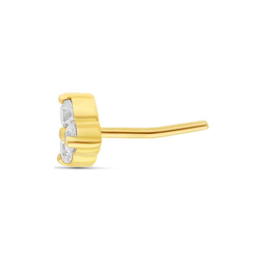 18K Gold Push Fit Trinity Aufsatz mit klaren Kristallen auf weißem Hintergrund