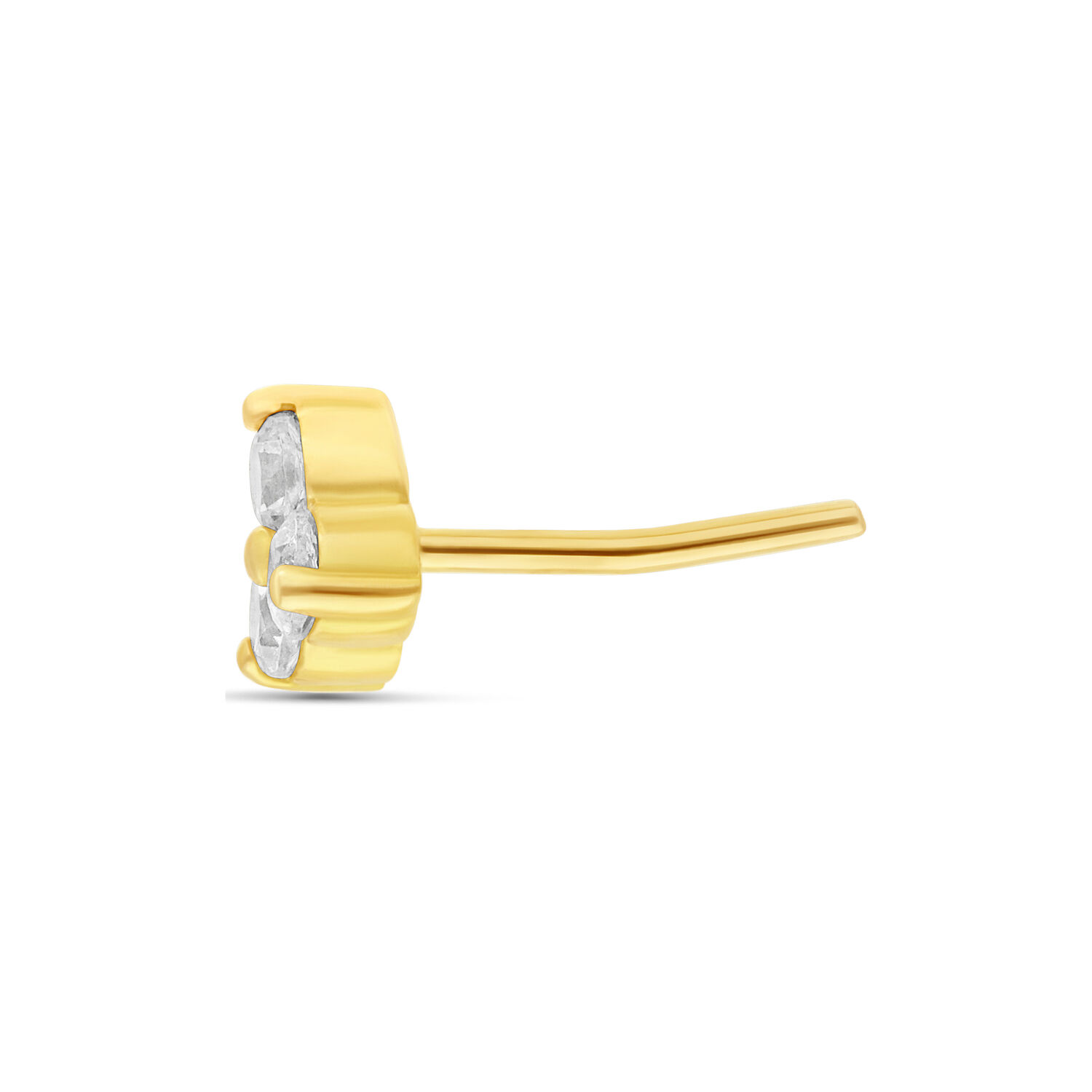 18K Gold Trinity Aufsatz Kristallklar 18K Gold Push Fit Trinity Aufsatz mit klaren Kristallen auf weißem Hintergrund
