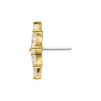 14K Gold Moissanit Aufsatz für Piercings Goldener Push Fit Aufsatz mit klaren Moissanit-Kristallen, seitlich