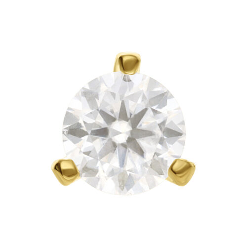 Runder, klarer Moissanit in 14K Gold Fassung, Nahaufnahme