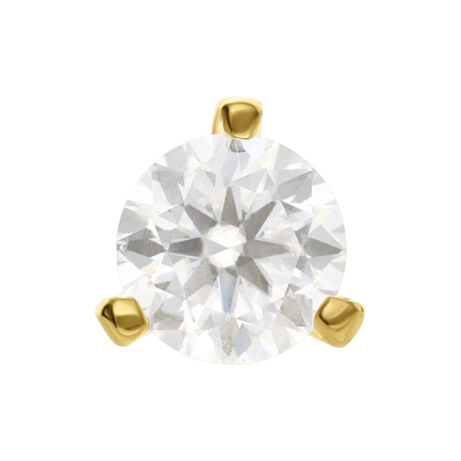 Runder, klarer Moissanit in 14K Gold Fassung, Nahaufnahme